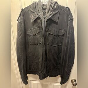 Guess Faux Leather Jacket Hoodie Combo XL